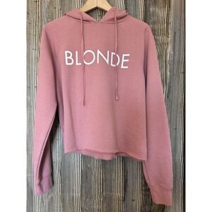 BRUNETTE THE LABEL Blonde Crewneck Cropped Hoodie Boxy Sweatshirt in Pink Sz S/M